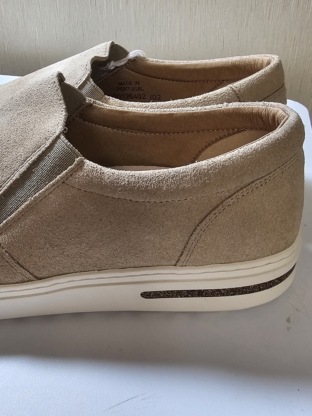 Birkenstock Oswego Suede Slip On Sneakers Womens 39 US 8 Narrow Beige New Box - Picture 5 of 11